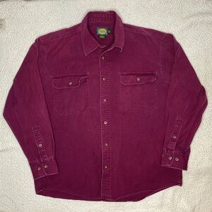 Cabela’s Maroon Heavyweight Long Sleeve Button Down Shirt: Size Large